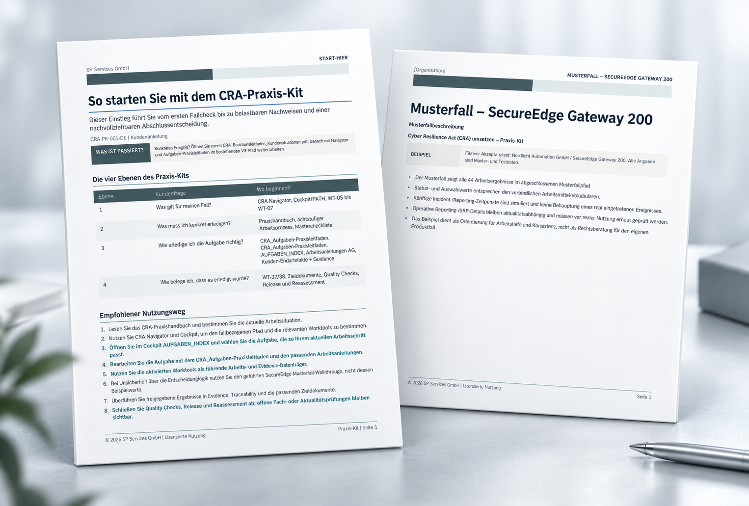 Startleitfaden und SecureEdge-Gateway-200-Musterfall im CRA Praxis-Kit